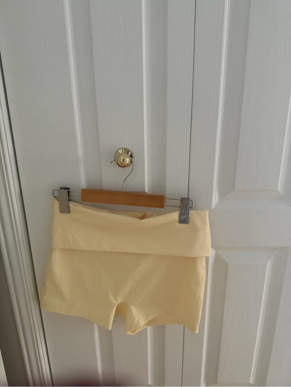 Forever 21 High-Waist Fold-Over Shorts in Pale Yellow